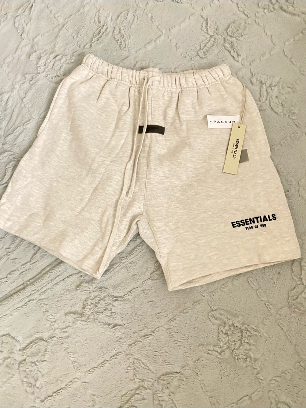 ESSENTIALS Men's Light Cream Drawstring Lounge Shorts